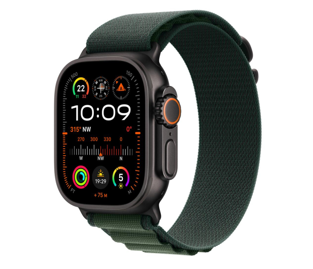 APPLE Watch Ultra 2 GPS + Cellular 49mm koperta tytanowa (czarny) + opaska Alpine M (ciemnozielony) - 1278232 - zdjęcie